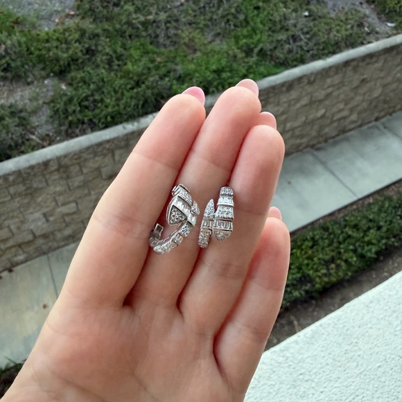 Serpenti / Serpent Style Baguette & Pavé Crystal Hoop Earrings - Picture 5 of 5